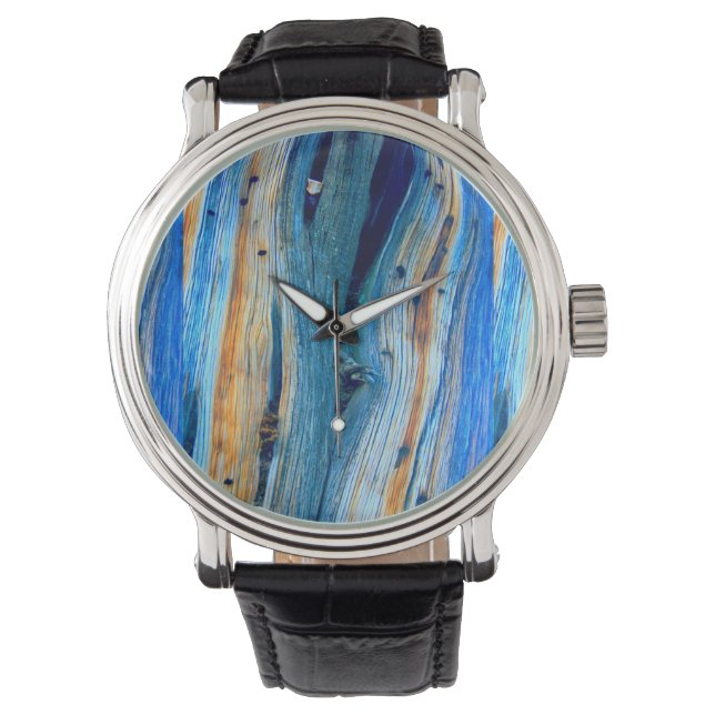 weathered blue barnboard watch (Front)