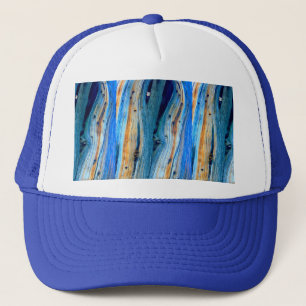 weathered blue barnwood trucker hat