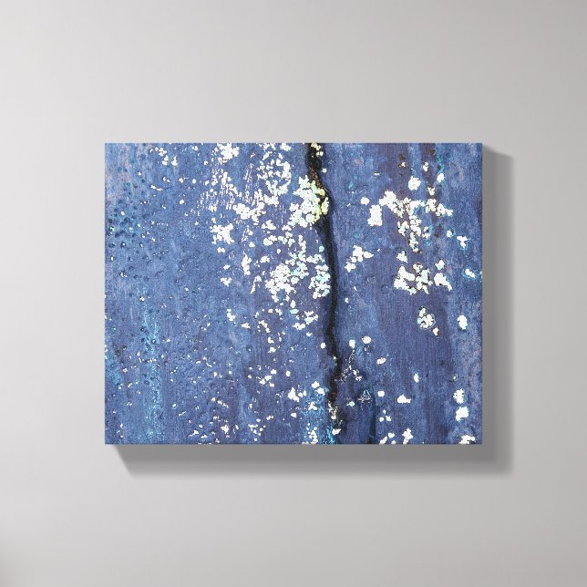 weathered blue paint abstract canvas print (Front)