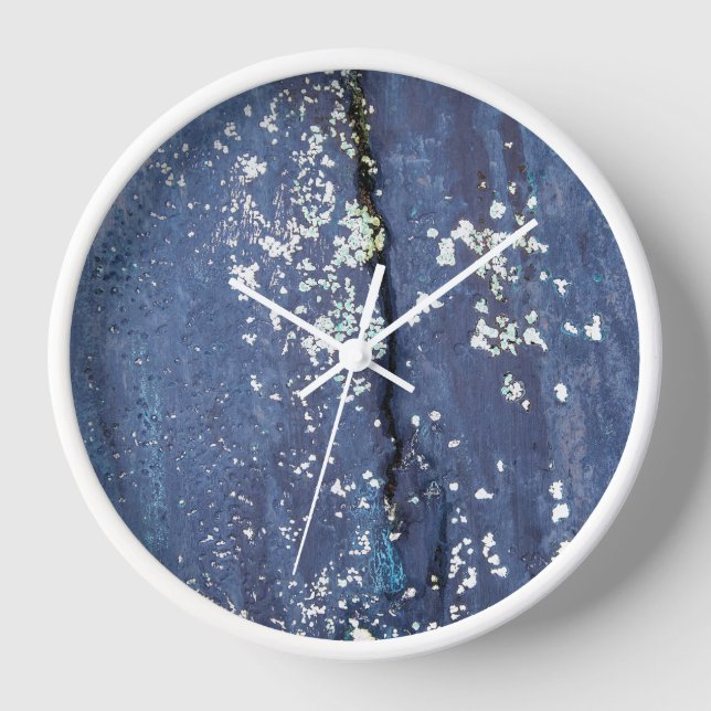Weathered Blue Paint Abstract  Mouse Pad Clock (Front)