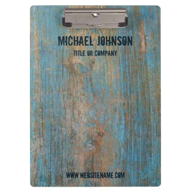 Weathered Blue Vintage Rustic Wood Customised Name Clipboard (Front)