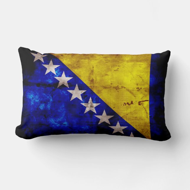Weathered Bosnia Flag Lumbar Cushion (Front)