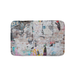 Weathered Brick: Urban Poster Wall. Bath Mat