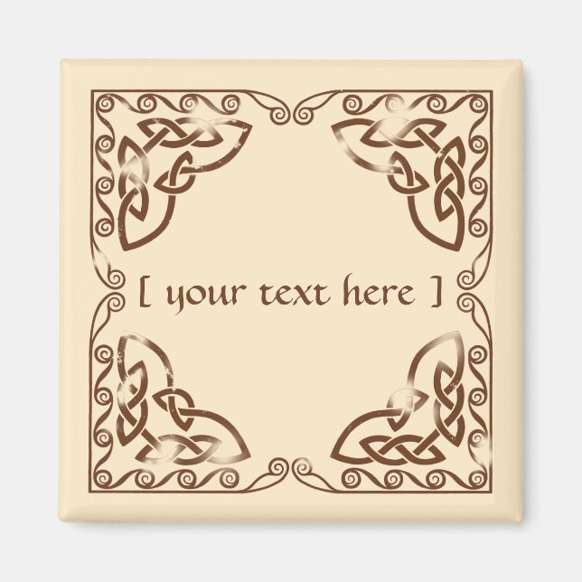 Weathered Brown Celtic Knot Tribal Border Design Magnet (Front)