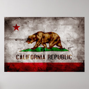 Weathered California Flag Poster