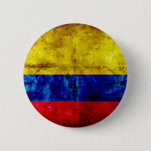 Weathered Colombia Flag 6 Cm Round Badge