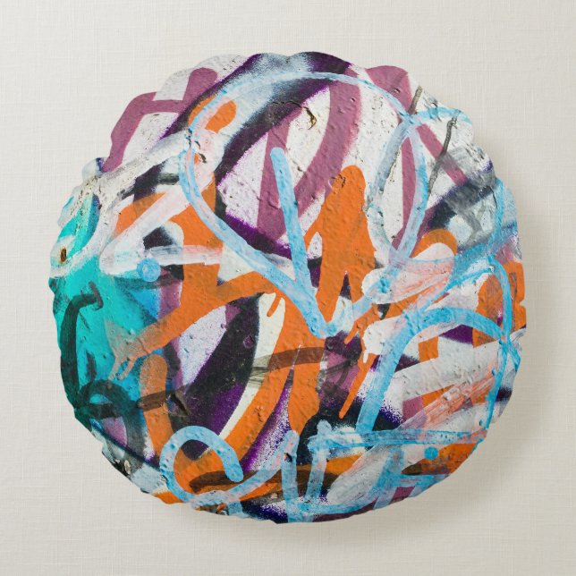 Weathered concrete wall, grungy texture. round cushion (Front)