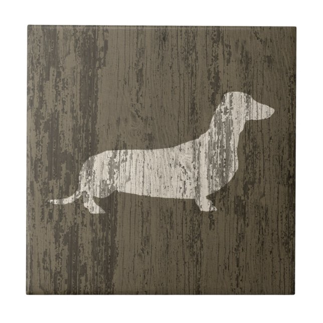 Weathered Dachshund Ceramic Tile (Front)