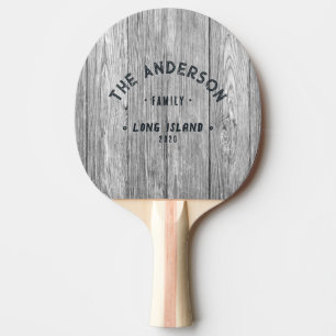 Weathered Dark Gray Vintage Seaside Family Name Ping Pong Paddle
