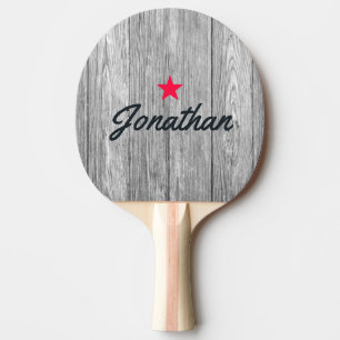 Weathered Dark Gray Wooden Vintage Star Signature Ping Pong Paddle