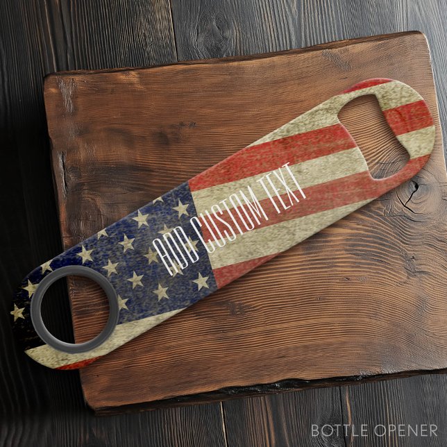 Weathered, distressed American Flag (Custom Bar Key)