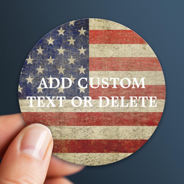 Weathered, distressed American Flag Classic Round Sticker (Patriotic Sticker)