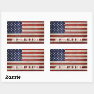 Weathered, distressed American Flag Rectangular Sticker