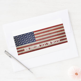 Weathered, distressed American Flag Rectangular Sticker