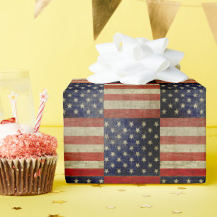 Weathered, distressed American Flag Wrapping Paper
