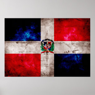 Weathered Dominican Republic Flag Poster