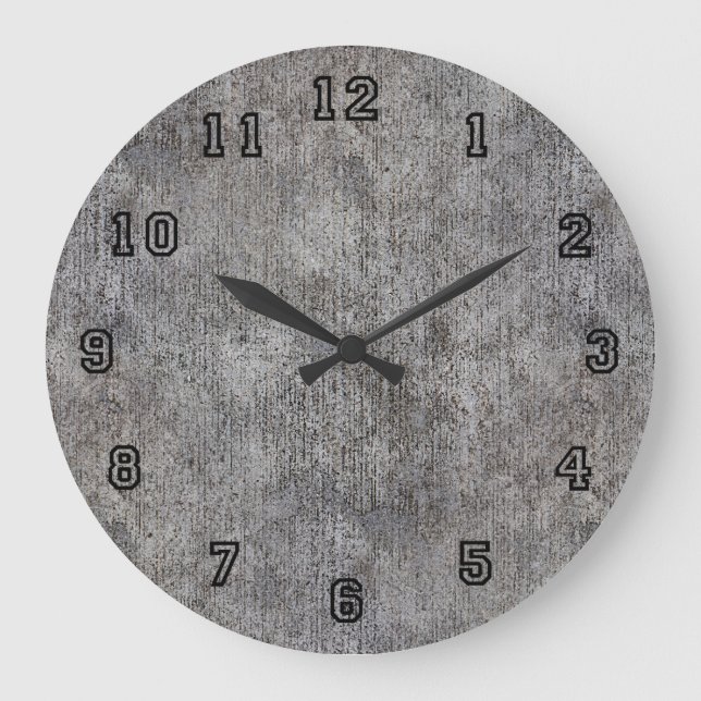 Weathered Grey Cement Sidewalk Large Clock (Front)