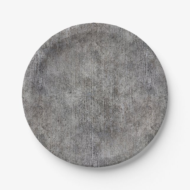 Weathered Grey Cement Sidewalk Paper Plate (Front)