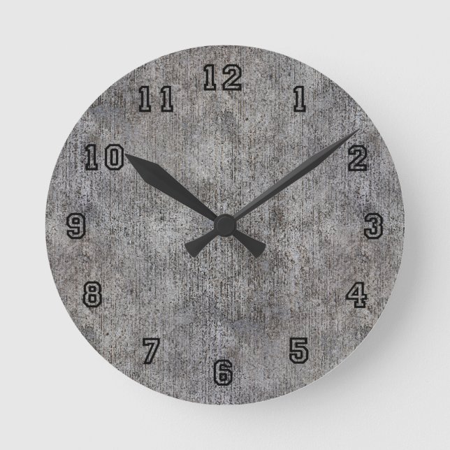 Weathered Grey Cement Sidewalk Round Clock (Front)