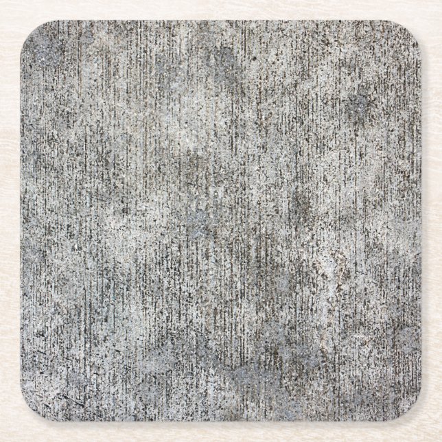 Weathered Grey Cement Sidewalk Square Paper Coaster (Front)