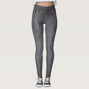 weathered grey wood design leggings