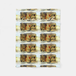 Weathered gypsy caravan Thunder_Cove any colour Fleece Blanket