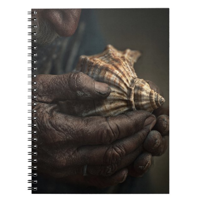 Weathered Hands Conch Shell Notebook (Front)