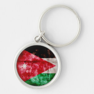 Weathered Jordanian Flag Key Ring