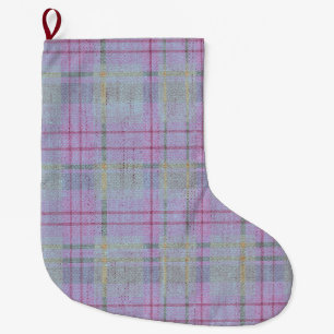  Weathered Lavender Plaid  Large Christmas Stocking