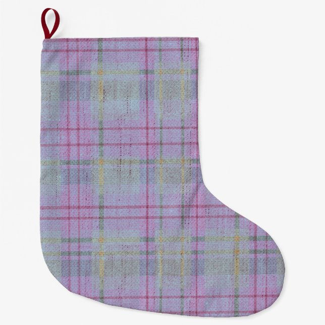  Weathered Lavender Plaid  Large Christmas Stocking (Front)
