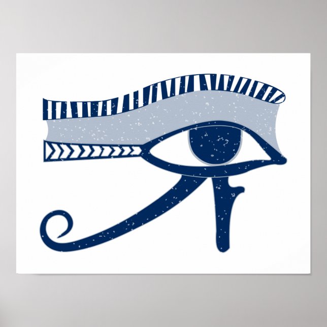 Weathered Look Blue Eye of Horus Lucky Symbol Poster (Front)