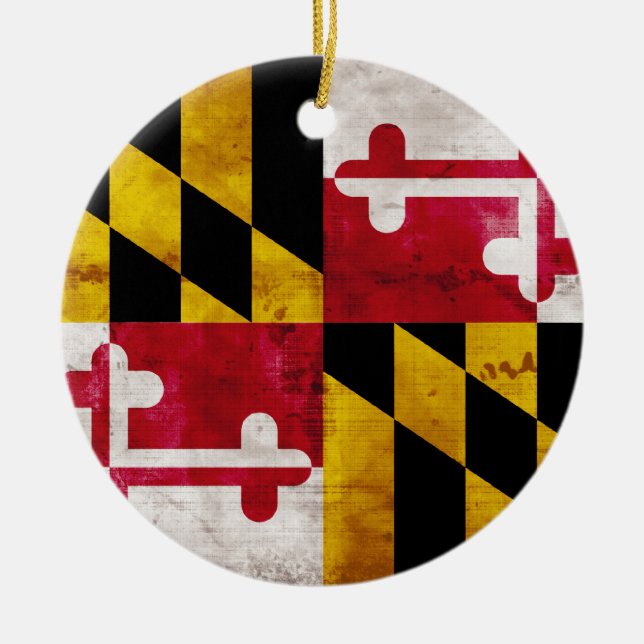 Weathered Maryland Flag Ceramic Ornament (Front)