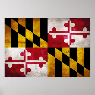 Weathered Maryland Flag Poster