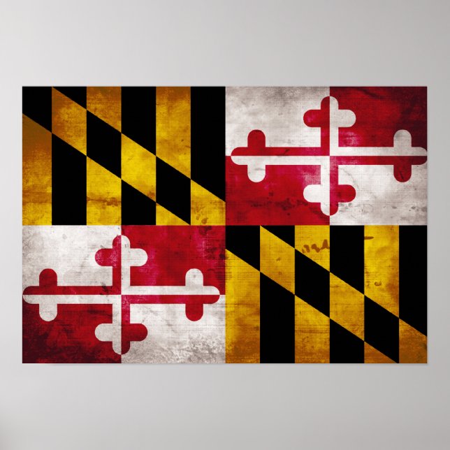 Weathered Maryland Flag Poster (Front)
