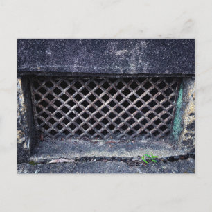 Weathered Metal Grate Drain Cover Texture Postcard