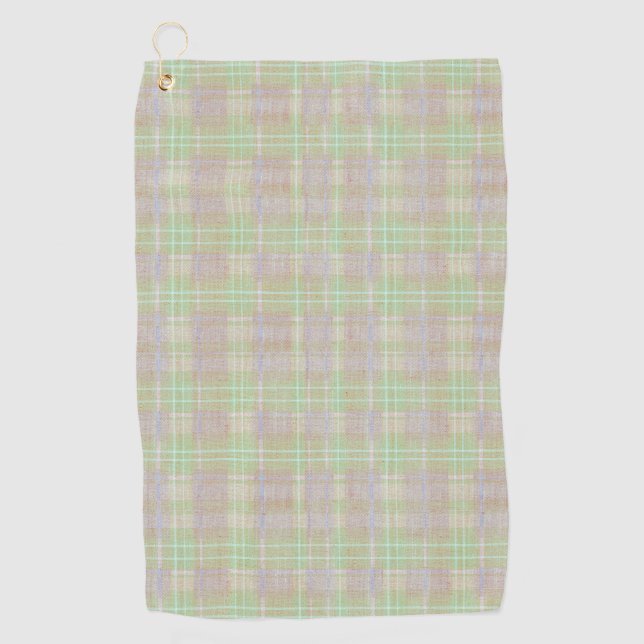 Weathered Neutral Sage Plaid Golf Towel (Front)