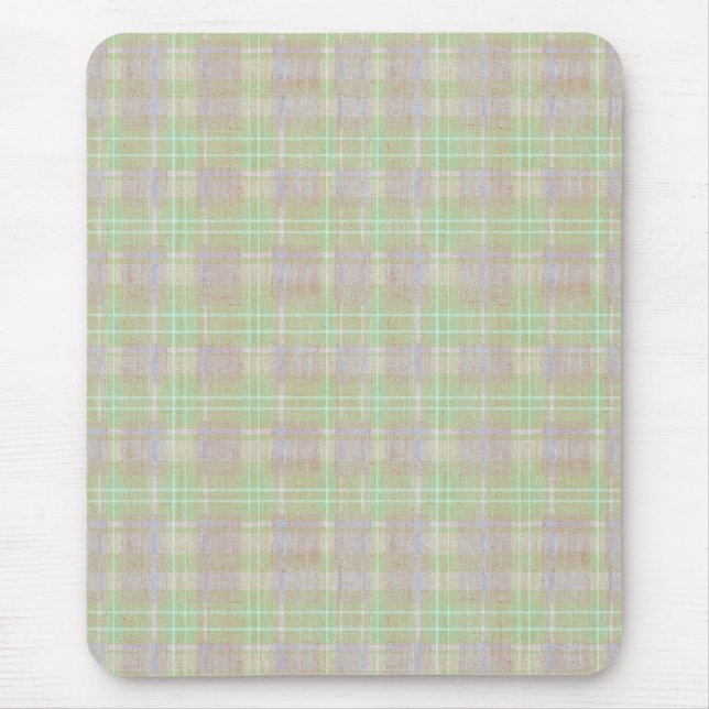Weathered Neutral Sage Plaid Mouse Pad (Front)