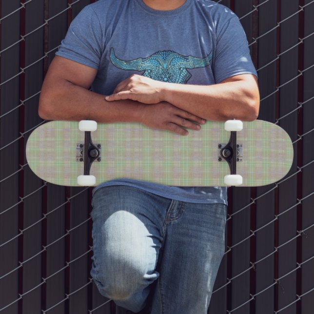 Weathered Neutral Sage Plaid Skateboard (Outdoor 3)