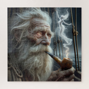 Weathered Old Seaman Smoking a Pipe Jigsaw Puzzle