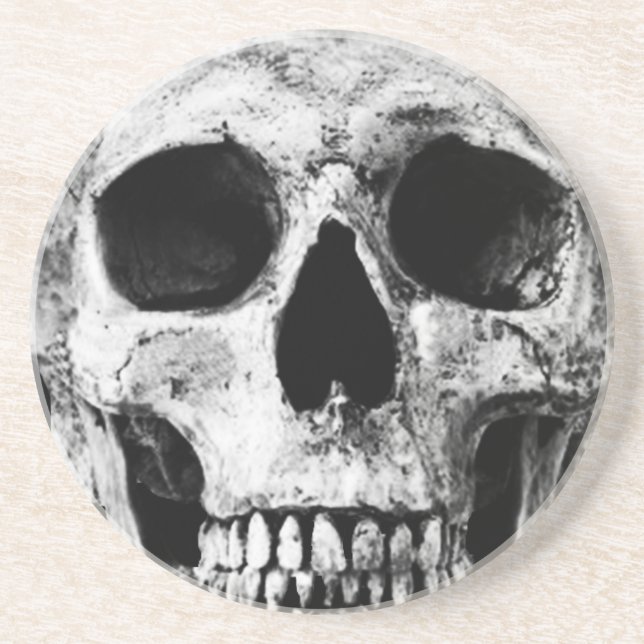 Weathered Old Skull - Black & White Coaster (Front)