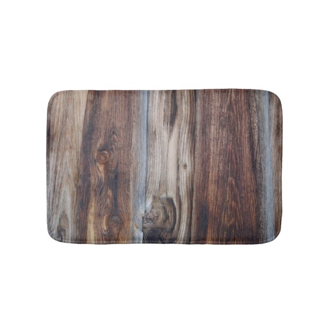Weathered Old Wood Wall Texture Bath Mat (Front)