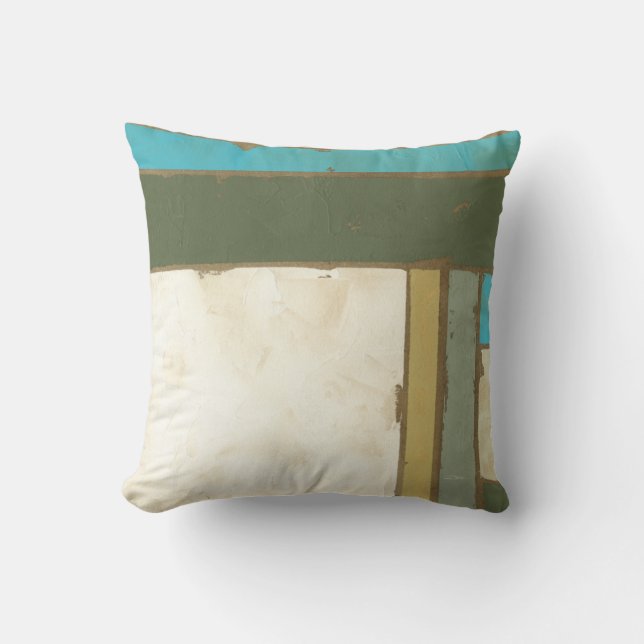 Weathered Panel Painting by Jennifer Goldberger Cushion (Front)