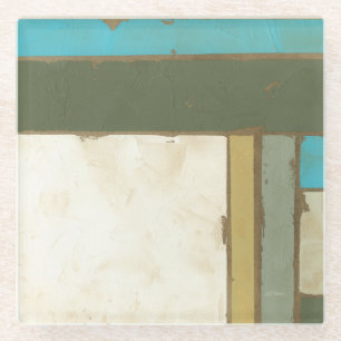 Weathered Panel Painting by Jennifer Goldberger Glass Coaster