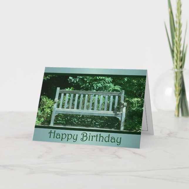 Weathered Park Bench Birthday Card (Front)