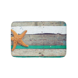 Weathered plank beach rustic seashore bath mat