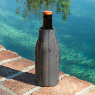 Weathered Redwood Fence Closeup Photo Image Print Bottle Cooler