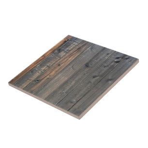 Weathered Redwood Fence Photo Image Print Ceramic Tile