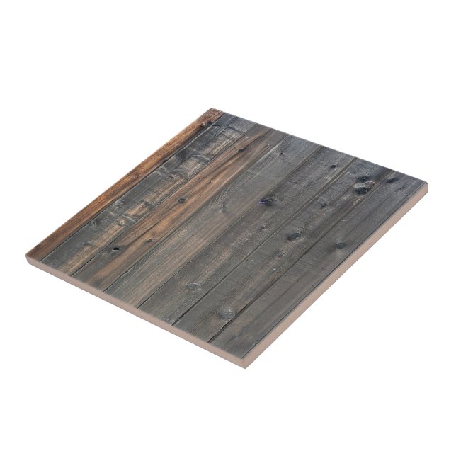 Weathered Redwood Fence Photo Image Print  Ceramic Tile (Side)