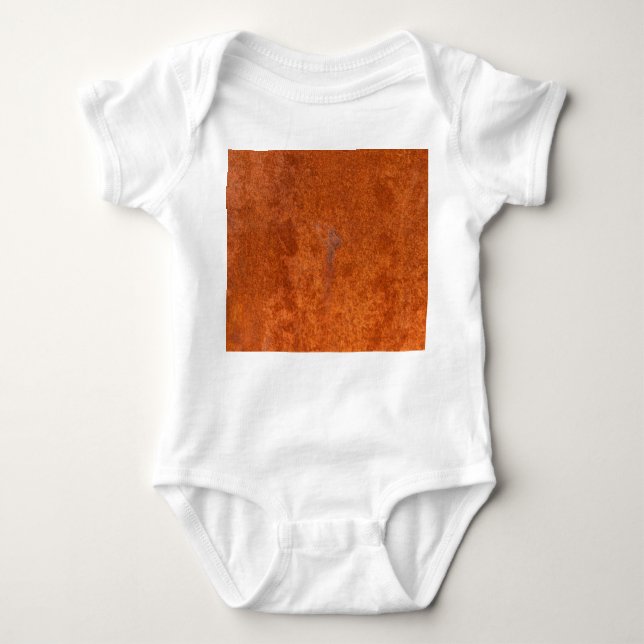 Weathered rusted metal: orange-red texture. baby bodysuit (Front)