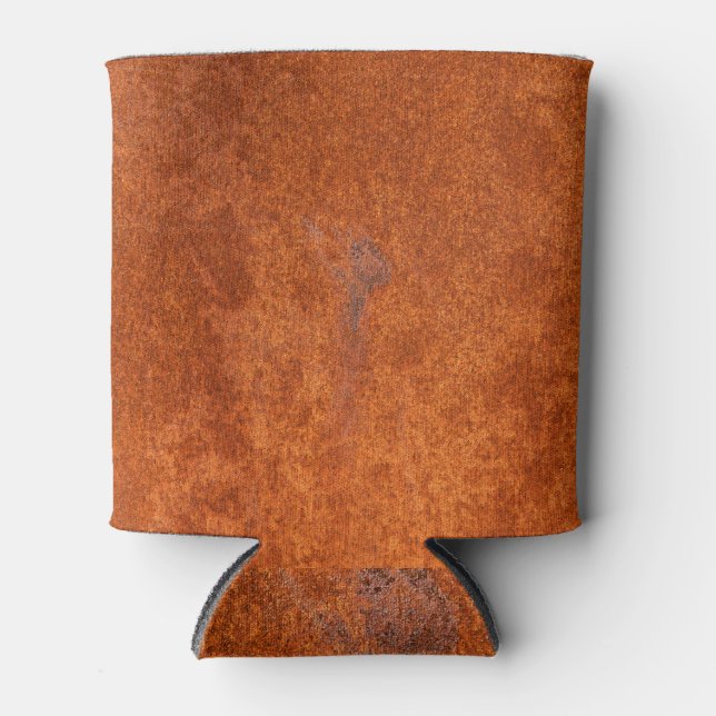 Weathered rusted metal: orange-red texture. can cooler (Front)